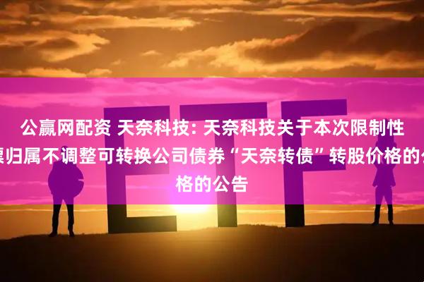 公赢网配资 天奈科技: 天奈科技关于本次限制性股票归属不调整可转换公司债券“天奈转债”转股价格的公告